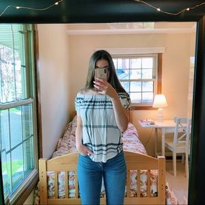 Off the Shoulder White and Black Top